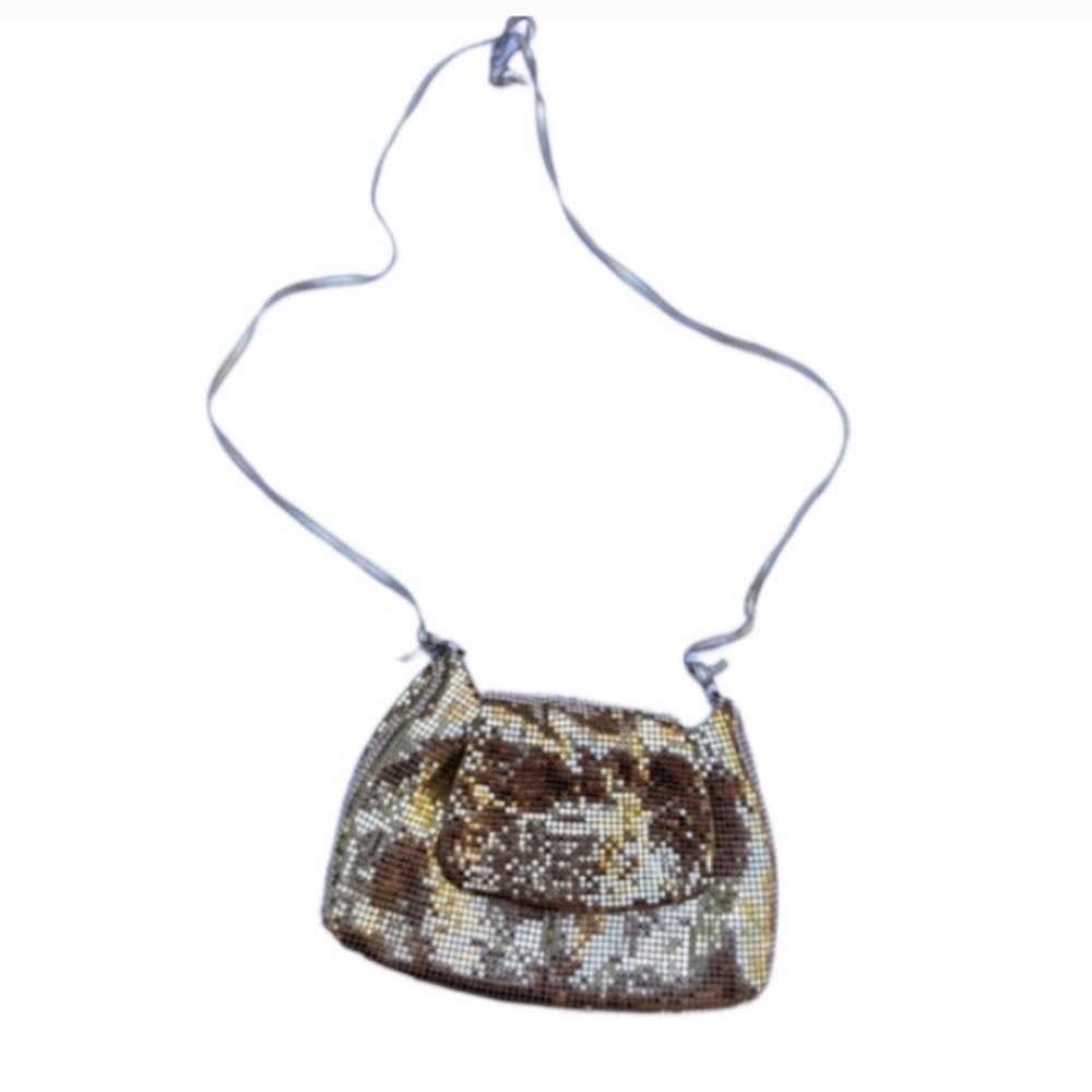 vintage Whiting & Davis gold mesh crossbody clutch purse bag small
